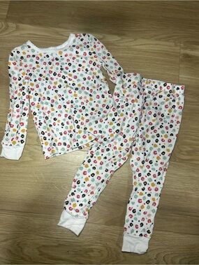 Little Me White Pajama Set with Colorful Heart Dots
